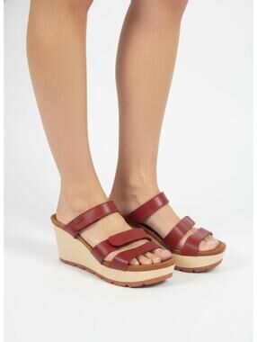 Wolky Fancy Me Red Leather Platform Wedge Comfort Sandal Slides Size 39 US 8-8.5